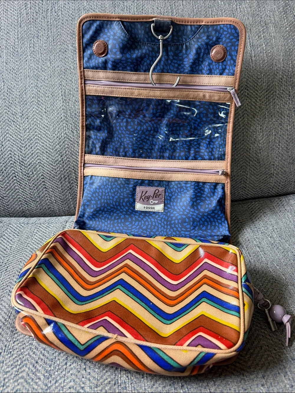 Fossil Multicolored Coated Canvas Cosmetic Bag